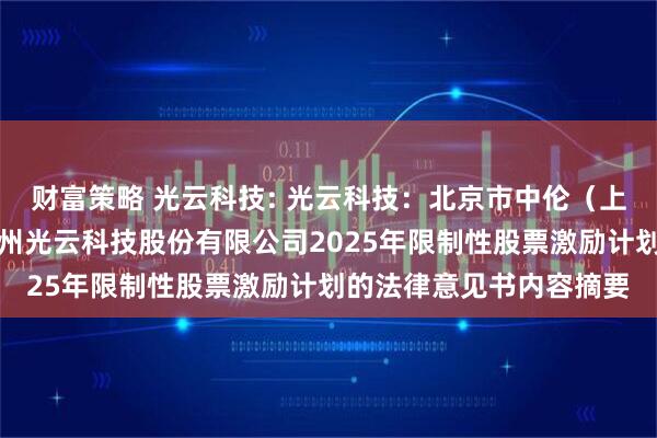 财富策略 光云科技: 光云科技：北京市中伦（上海）律师事务所关于杭州光云科技股份有限公司2025年限制性股票激励计划的法律意见书内容摘要